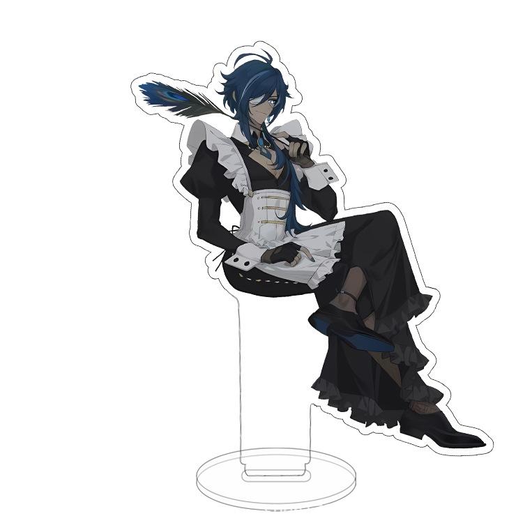 Креативная аниме-фигурка горничной Genshin, ударная подставка, модель, брелок для ключей Venti Xiao Scaramouche Cyno Diluc Dainsleif, вывеска на столе