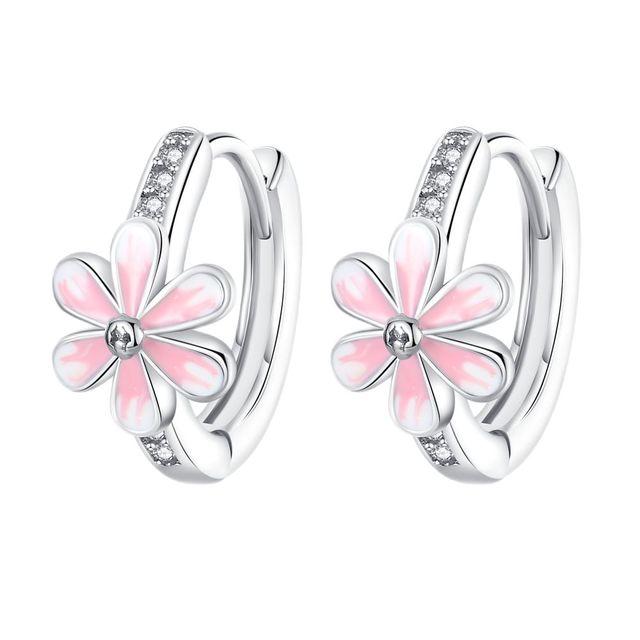 Серьги-кольца из серебра 925 пробы с цветком ромашки, серьги-кольца из серебра 925 пробы с розовым и желтым цветком для женщин, свадебные обручальные серьги с цирконием, оригинальные ювелирные изделия, подарок