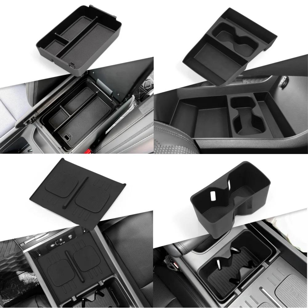 Storage Box Cup Holder Anti Dirt Pad Car Interior Accessories Organizer Tidying For Hyundai Santa Fe 2024 2025 2026 Black
