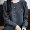 ZOSOUL Minimalist Ribbed Knit Sweater with Gold Buttons