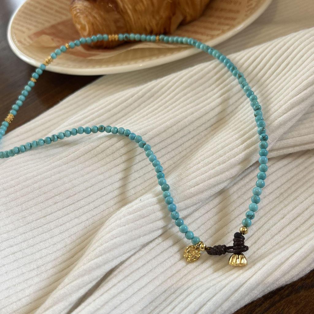 Юань Ю Высококачественное ожерелье из бирюзы: Не выцветающая, Темперамент-Личность Ключичная Цепочка для Женщин