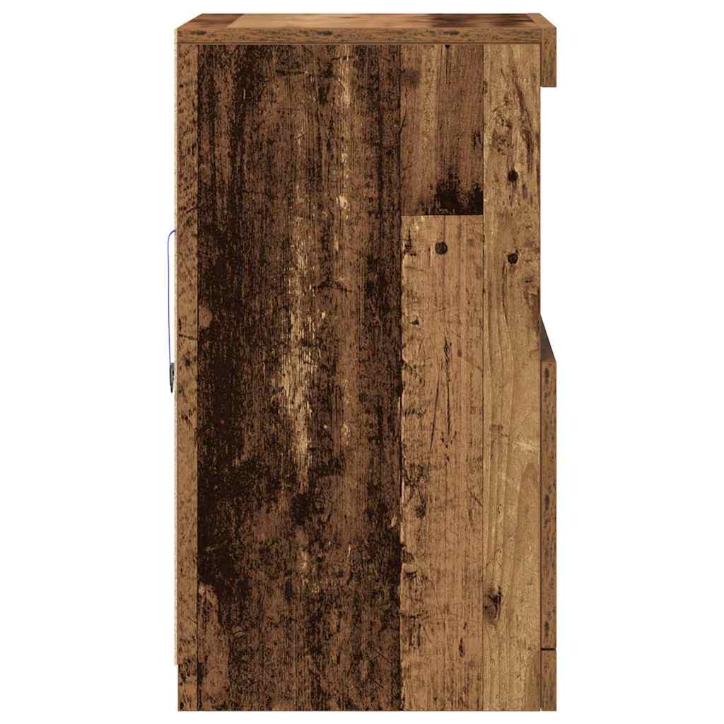 LED Sideboard Reclaimed Wood 41 x 37 x 67 cm Engineered Wood
