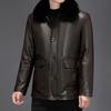Зимняя мужская куртка из натуральной кожи с бархатом и утолщением, кожаная куртка с меховой отделкой для мужчин среднего возраста