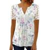 Women's T-shirt Short-sleeved Lace V-neck Printed T-shirt