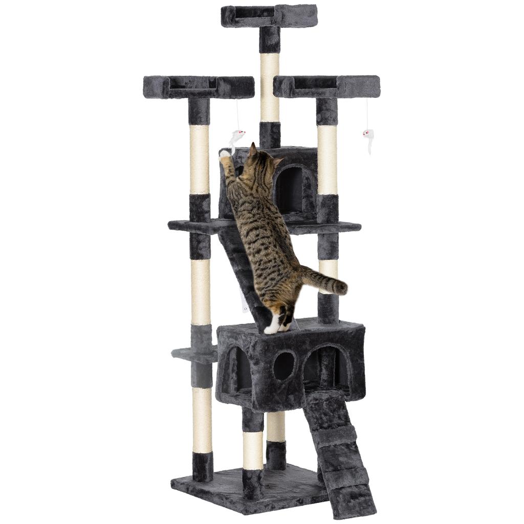173cm Cat Tree Scratching House, Activity Play Centre, Grey