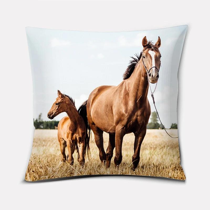 Модная классическая квадратная наволочка, скачущая лошадь, великолепный узор. Чехол на подушку для дивана в гостиной, чехол для подушки