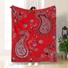 Vibrant Red Paisley Print Cozy Throw Blanket for Sofa Bed Queen King Boho Style Decorative Warm Winter Fleece Luxury Housewarmin