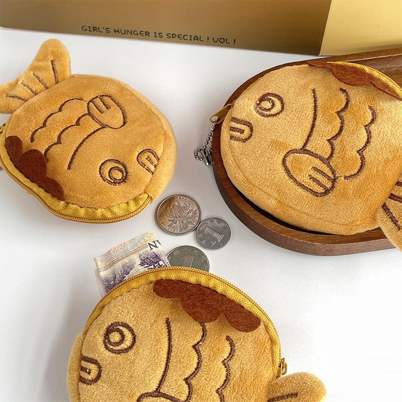Girl'S New Taiyaki Cute Cartoon Plush Small Coin Purse Lipstick Bag Coin Bag Ideal Choice For Gifts