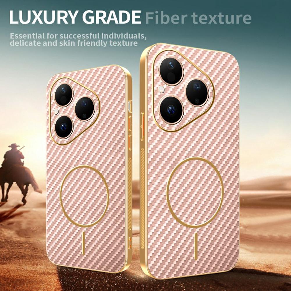 For Huawei Pura 80 Phone Case Carbon Fiber Textured Electroplated TPU Back Cover