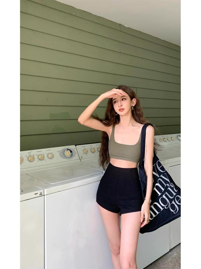 Женские черные узкие шорты с высокой талией - сексуальные летние шорты