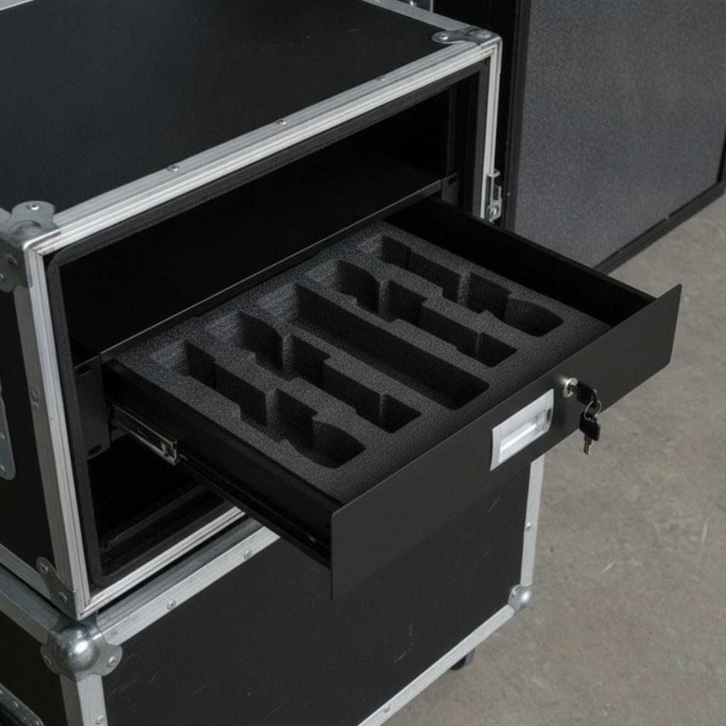 Rack Drawer with Foam Insert Secure Hardware Safeguarding for Studios, Roadies