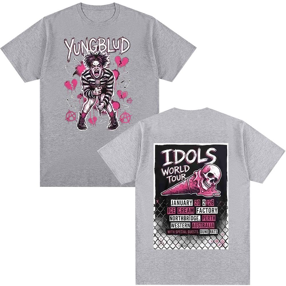 Певец Yungblud IDOLS Мировой Тур Футболки Унисекс Одежда Мода Короткий Рукав Футболка Хлопок Лето Оверсайз Футболка Топы
