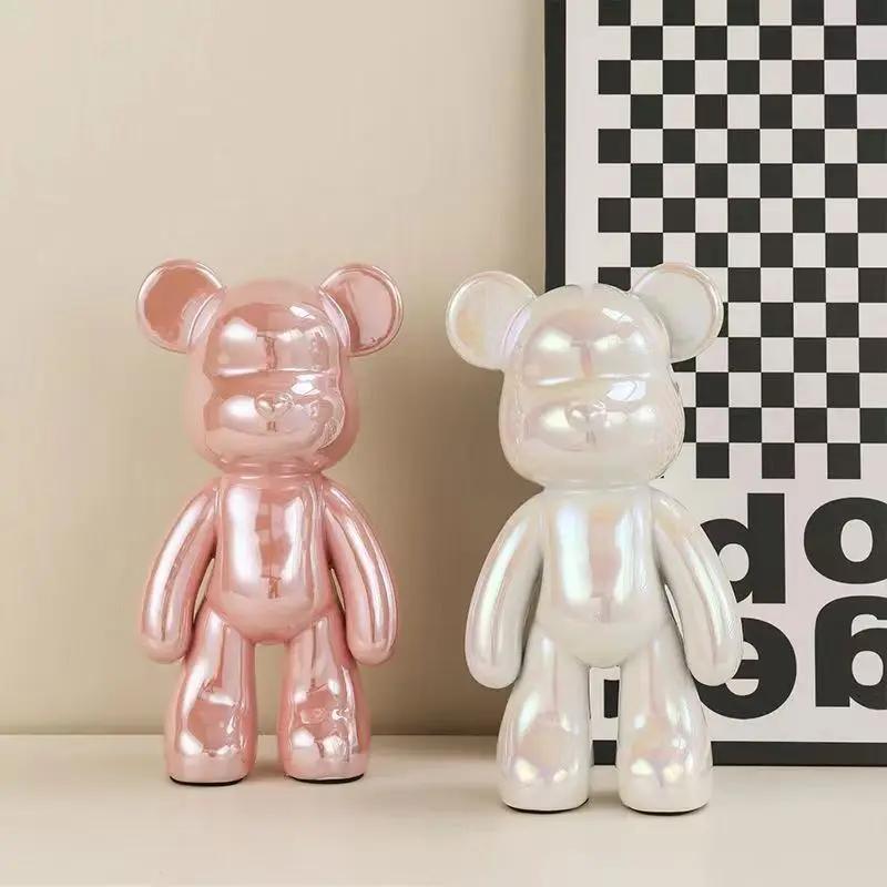 Керамическая 27 см Цветная Гальваническая Скульптура Медведя Домашняя Гостиная Настольная Декоративная Статуэтка Украшения для Интерьера Нового Дома