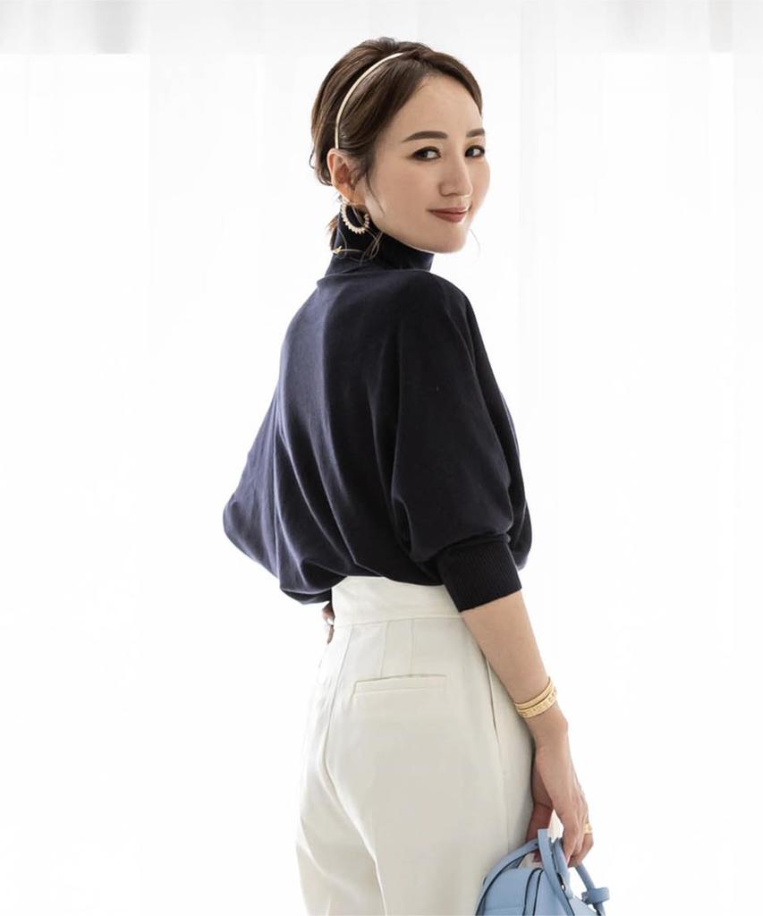 Yours BCXU1491 High Neck Dolman Sleeve Size L Women's Knit, Navy,