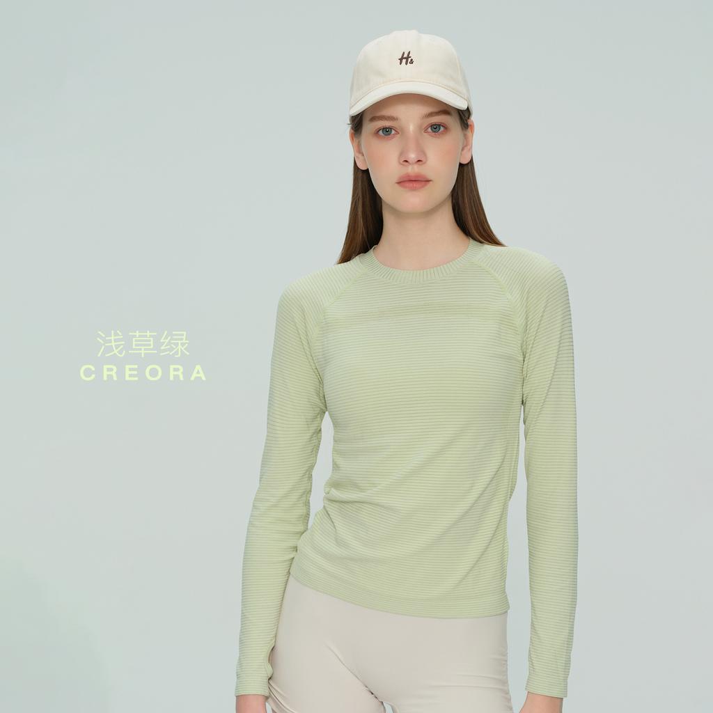 Spring and summer yoga clothes top women's Pilates yoga long-sleeved running sports t-shirt crew neck versatile fitness training clothes
