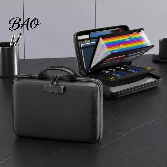 Document Safety Box Fireproof with Combination Lock, Hard Shell Portable File Organizer, Valuable Paper Organizer Multi Compartment Waterproof Storage