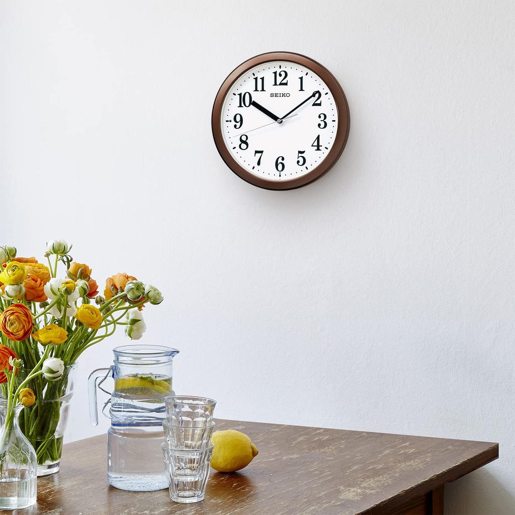 Seiko Clock Seiko Clock Wall Clock Radio Analog Compact Size Brown Metallic Diameter BC416B 28.0x4.6cm