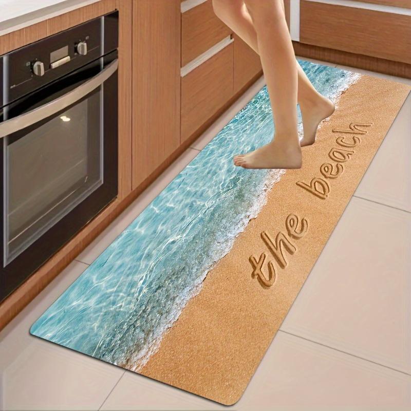 Роскошный пляжный кухонный коврик с надписью Ocean Series, мягкий утолщенный кухонный коврик, водонепроницаемый нескользящий маслостойкий напольный коврик, коврик для бега