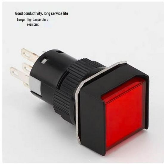 Square Button Switch, LA16-11FZ, 16mm, 3/5-Pin, 12V/24V, Self-Reset/Locking, with Light