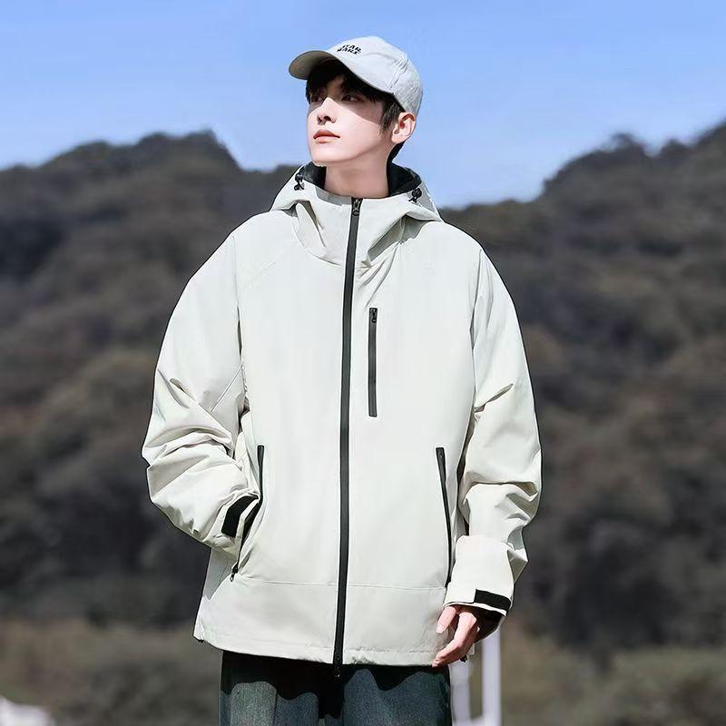 Outdoor Windproof Jacket Hiking Camping Couple Breathable Wear-resistant Hooded Coat