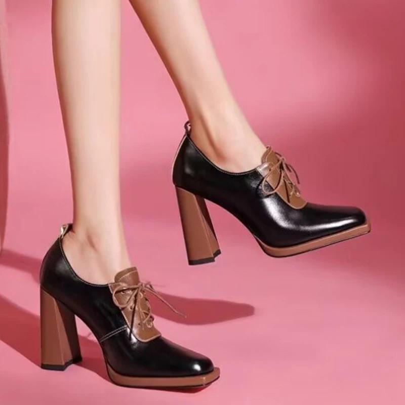 Туфли на очень высоком каблуке женские из искусственной кожи, массивные, элегантные, женские, 2024, трендовые, дизайнерские, туфли-лодочки Mujer Zapatillas