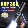 Powerful XHP360 LED Flashlight High Energy Torch 150000LM Waterproof Lights Rechargeable Lamp Superior Lantern