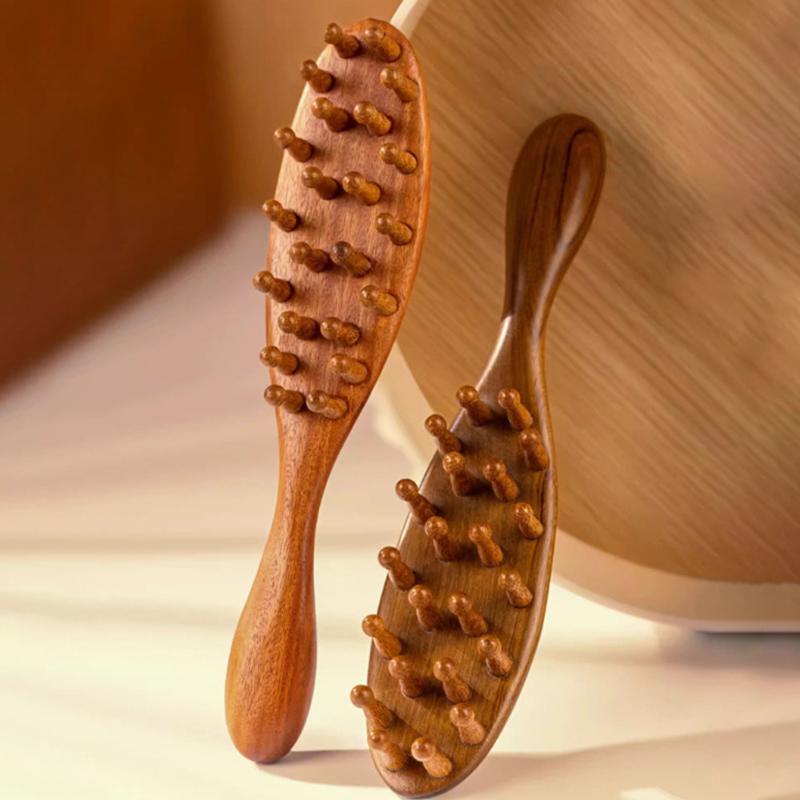Гребень для волос и кожи головы Meridian Comb из натурального сандалового дерева с длинной ручкой, многофункциональный деревянный массажный гребень с зубчиками, 22 гвоздя