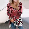 Women Autumn Animal Leopard Printed Long Sleeve T-Shirts Loose V-Neck Plus Size Tee Shirt Tops Comfy Blouse