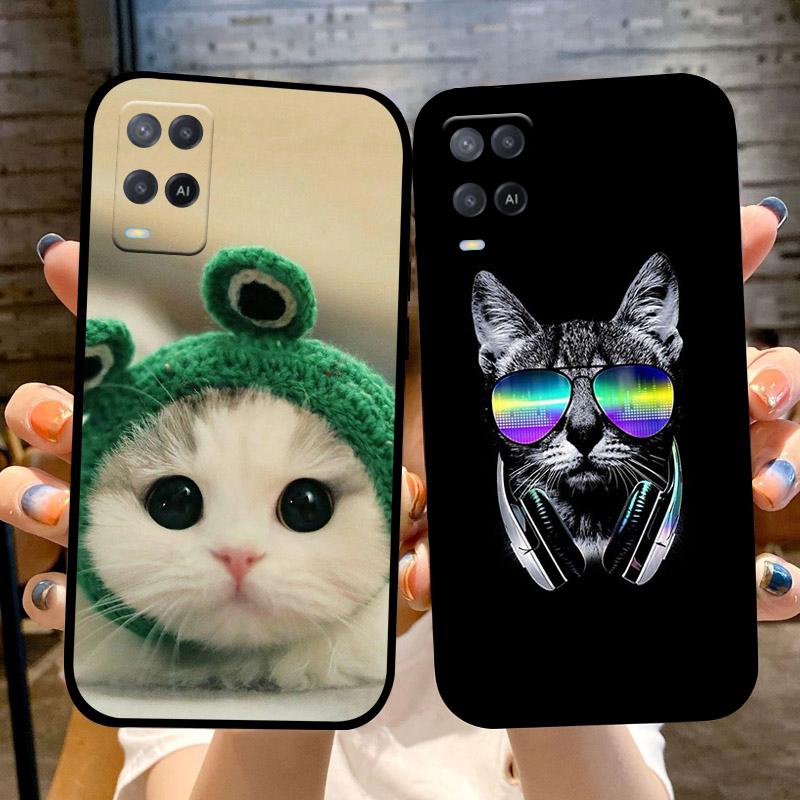 Чехол для Oppo A54 4G Черный Силиконовый Мягкий ТПУ Ударопрочный Чехлы для Телефона Для Oppo A54 Расписная Крышка Телефона CPH2239 Защитные Fundas