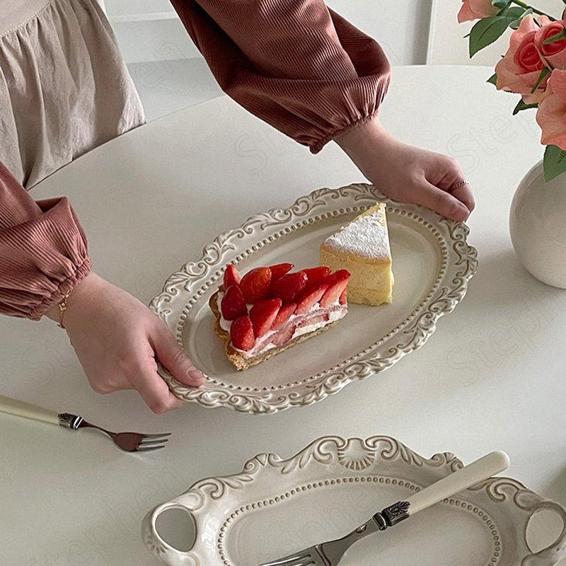 Классические рельефные керамические блюда и наборы тарелок Европейская барочная дворцовая посуда Тарелка для стейка Паста Салатницы для фруктов