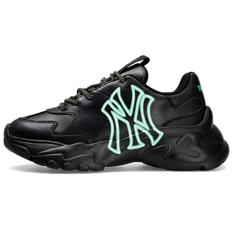 MLB Big Ball Chunky A Neon Leather Fashion Sports Non-Slip Wear-Resistant Low-Top Dad Shoes Unisex sneakers Black 3ASHBCN3N-50BKS