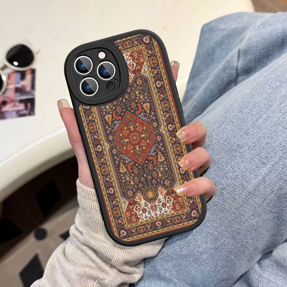 Чехол для телефона с цветочным узором в стиле персидского ковра для iPhone 16 15 14 13 12 11 Pro Max Plus Кожаный противоударный чехол