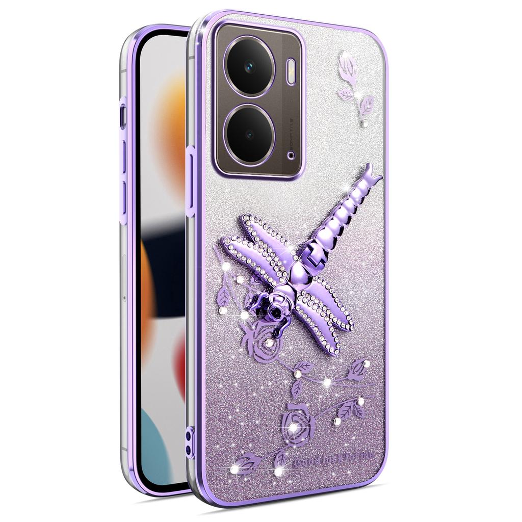 For Realme P3 5G Case Dragonfly Kickstand TPU Flowers Glitter Phone Cover