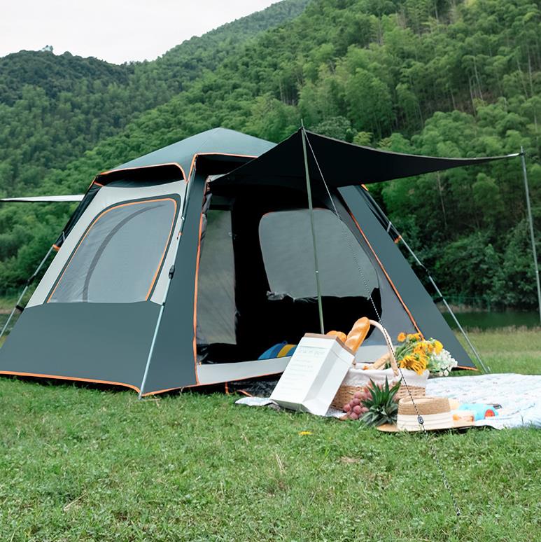 6-7/3-4 Person Large Fully Automatic Tent Quick Open Bomb-Up Instant Setup Camping Tent Four-Sided Windproof Rainproof Beach Carring Bag