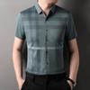 New Middle-aged Men's Ice Silk Plaid Shirt Short-sleeved Summer Thin Business Casual Dad Half-sleeved Summer Dress