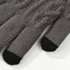 Men Women Plus Velvet Soft Touch Screen Mittens Thick Warm Arm Warmers Knitted Gloves