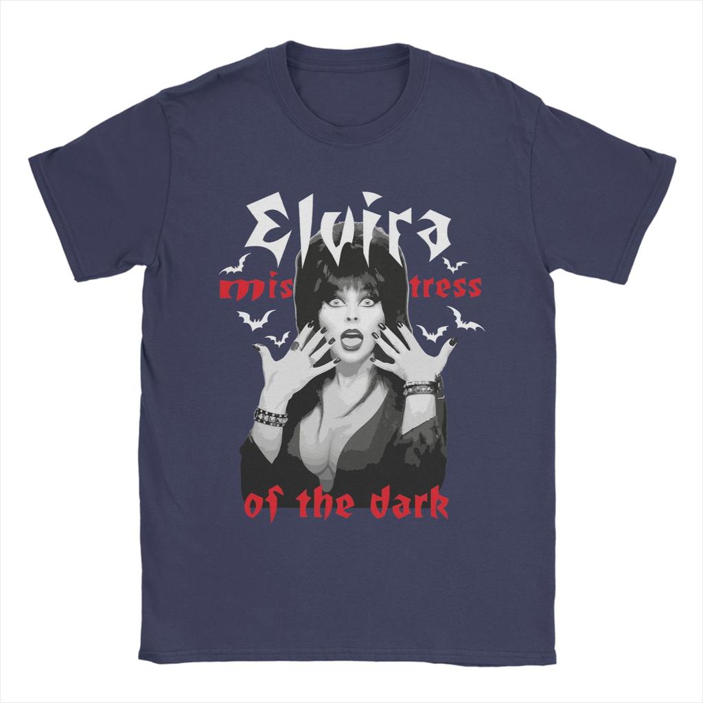 Винтажная футболка Elvira Mistress of the Dark для унисекс с круглым вырезом из чистого хлопка, футболка с коротким рукавом, одежда больших размеров