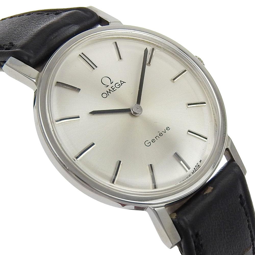 Omega Часы Geneva cal.625 Серебристый циферблат Нержавеющая сталь/кожа Ручной завод Аналоговый дисплей мужские Б/У