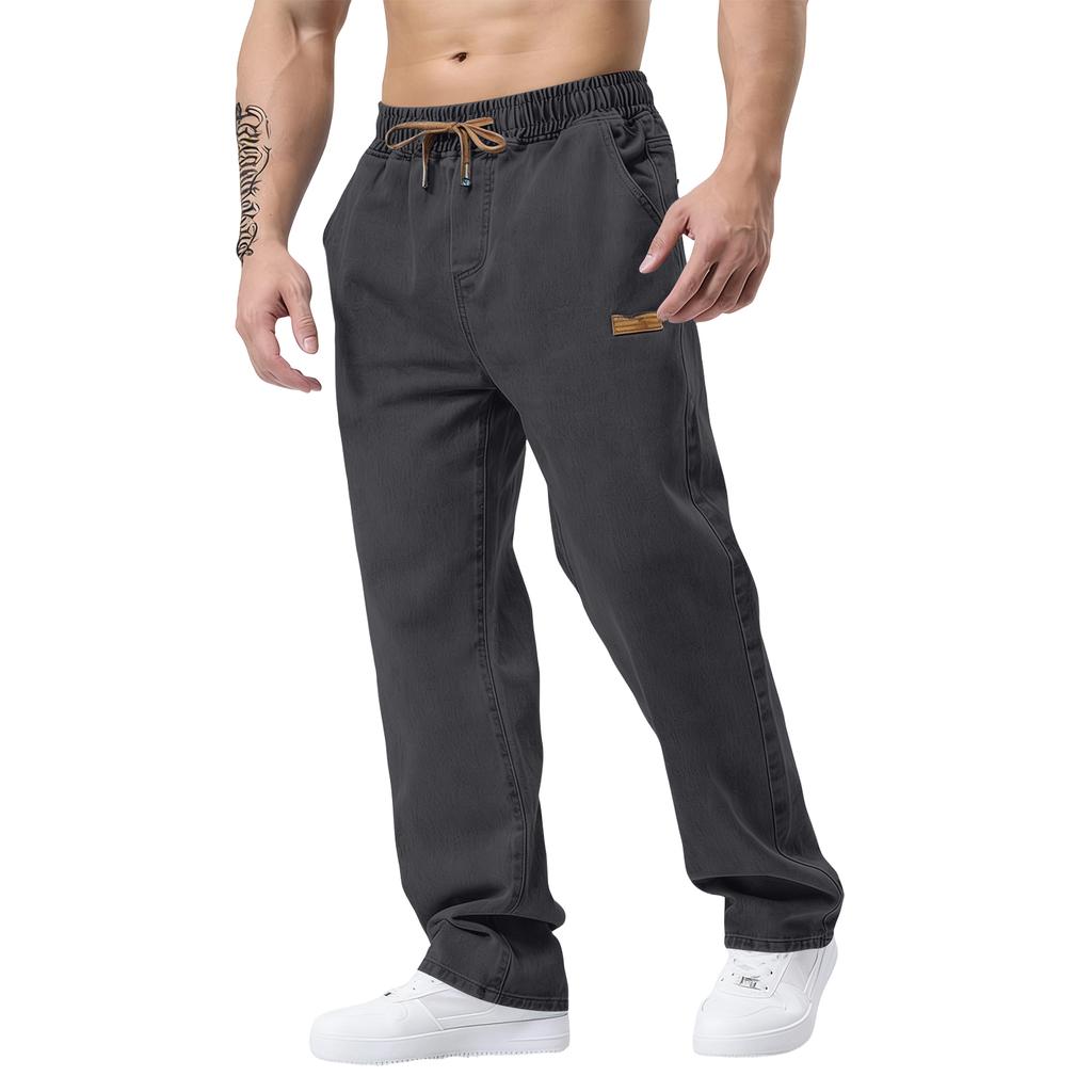 Классические мужские джинсы прямого кроя slim fit с эластичным поясом для пожилых мужчин