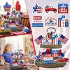 6PC Patriotic Independence Day Tiered Tray Decorate,Memorial Day Vintage Wood Sign,Home Table Decorate