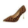 Новые замшевые боковые пустые туфли на высоком каблуке женские тонкие каблуки модные легкие с открытым носком сексуальные универсальные остроносые профессиональные одинарные туфли с леопардовым принтом