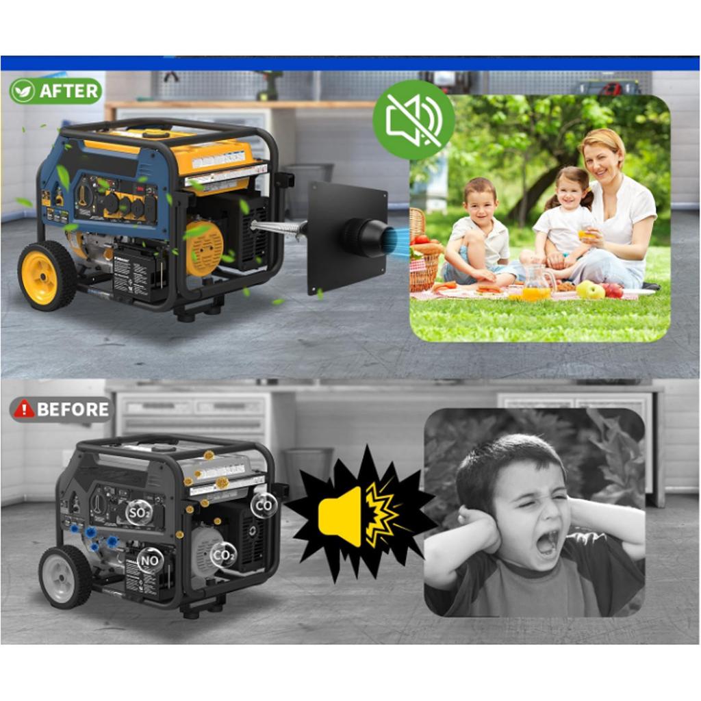 Generator Exhaust Extension Kit Stainless Steel Noise Reduction Insulated Through Wall Mounting Plate Safely Vent Exhaust for Home