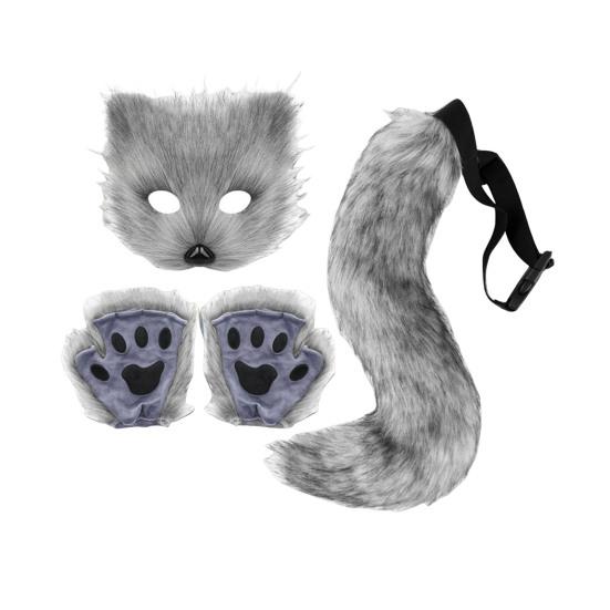 Yousheng 1 комплект косплей поддельный лисий хвост варежки маска набор мягкий пушистый плюшевый регулируемая окружность талии противоскользящий для выступлений клубные танцы пати