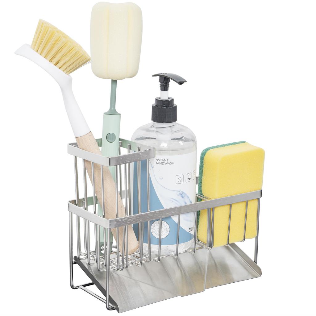 AKOZLIN Sponge with One Movable Sponge Stainless Steel Sponge Detergent Sponge and Scrubber Sponge for Silver 2-in-1 Holder, Rust-Resistant, Divider,