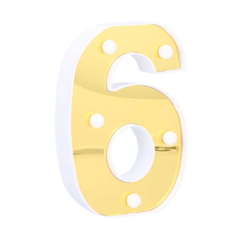 6 LED LED Number Light Warm White Light Number Decoration Light Up Number Sign Holiday Decor