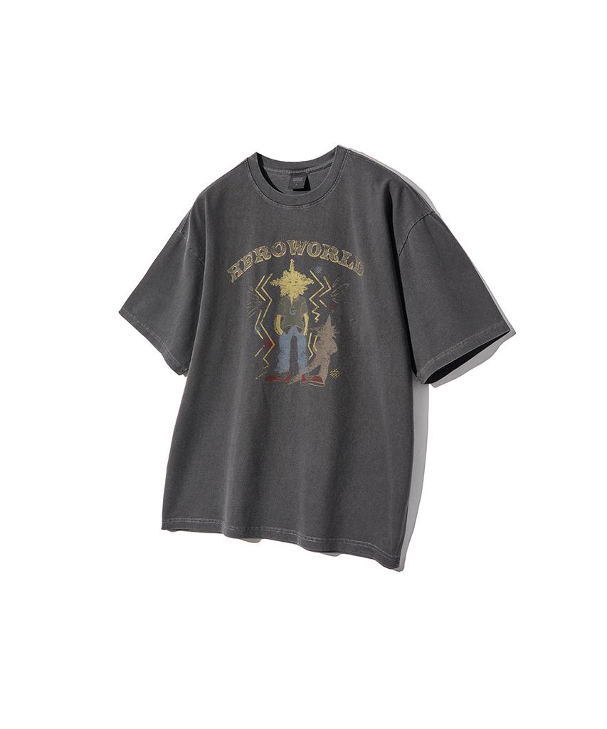 GAKKAI UNIONS Hero World Pigment Short Sleeve T-Shirt Charcoal
