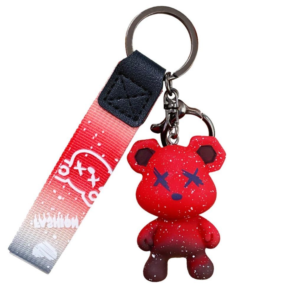 New Simple Cute Creative Trend Bear Keychain Fashion Cartoon Doll Key Ring Men's Car Key Pendant Street Party Niche Accessories