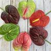 Soft Rubber Artificial Small Anthurium 60cm Simulation Plant Faux Red Palm  Home Decoration