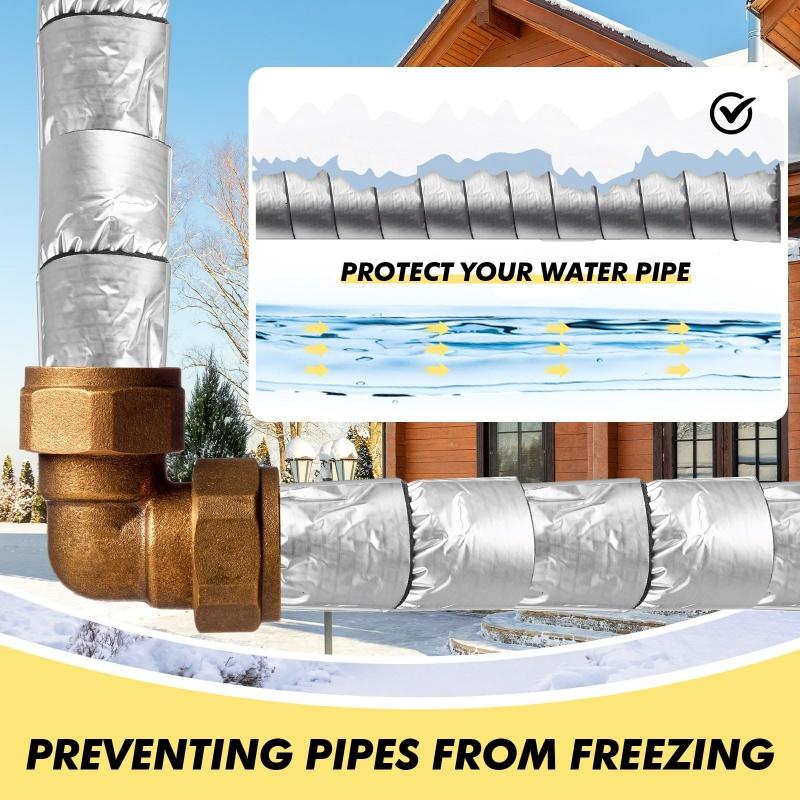 10 м/рулон Фольгированный стекловолоконный утеплитель для труб Зимние наружные покрытия для воздуховодов Самоклеящаяся лента для обмотки воздуховодов Изоляционная лента, Трубы замерзают