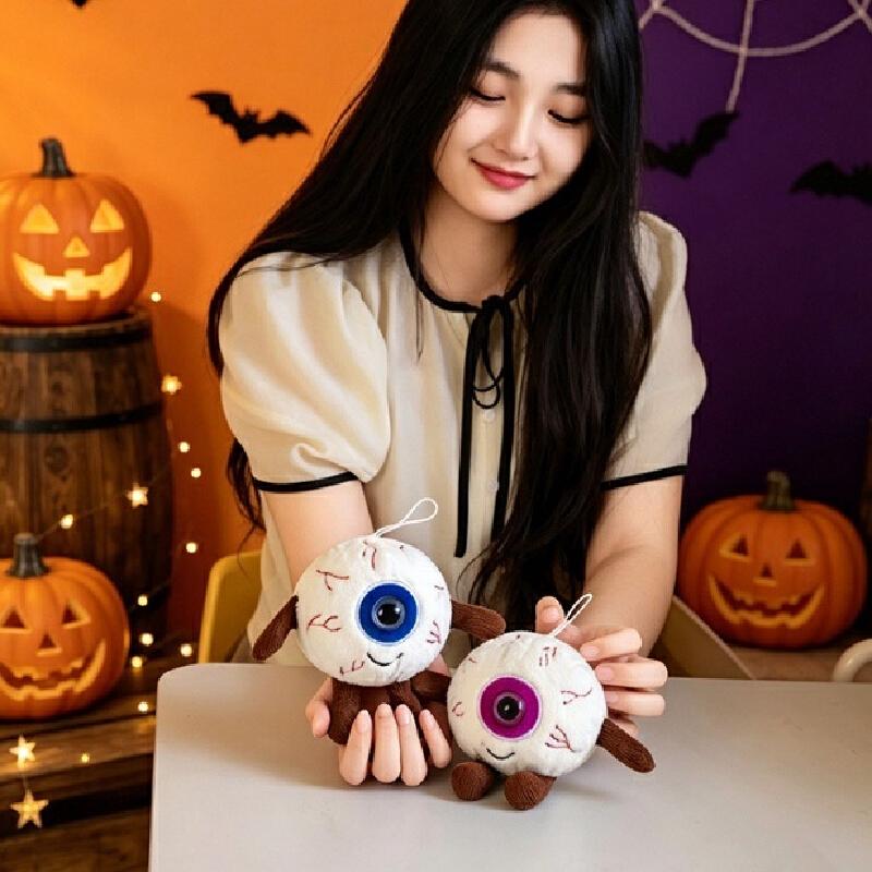 Spooky Eyeball Plush Toy Halloween Decoration Soft Stuffed Creepy Eye Pendant Bag Charm Party Favor Gift For Kids